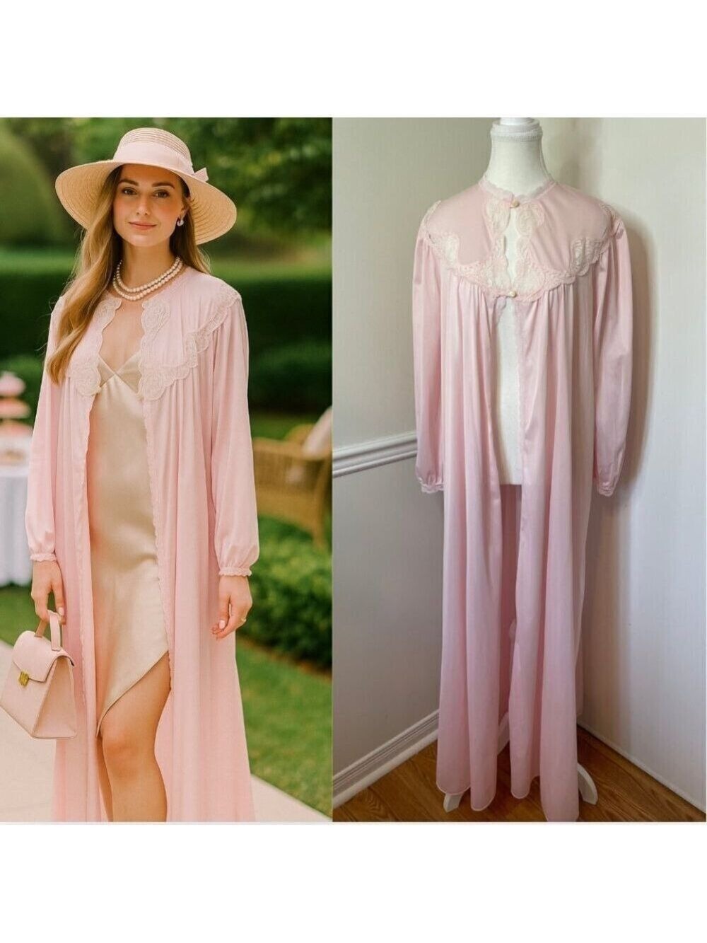 Vintage Slumber Suzy Lace Detail Robe M